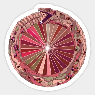 Ouroboros in rose with rays! Sticker